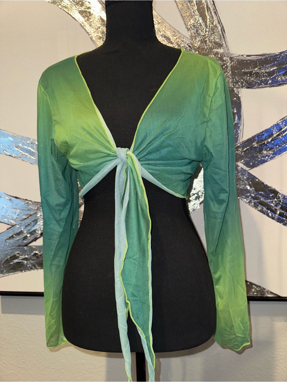Ombré Green Cropped Bikini Coverup Top